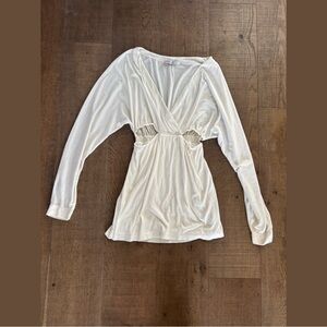 free people fp beach side cutout white mini dress